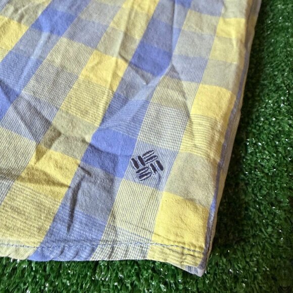 Columbia Shirt Size XL Blue Yellow Plaid Button Up Relaxed Fit Outdoor Hiking - Picture 7 of 16